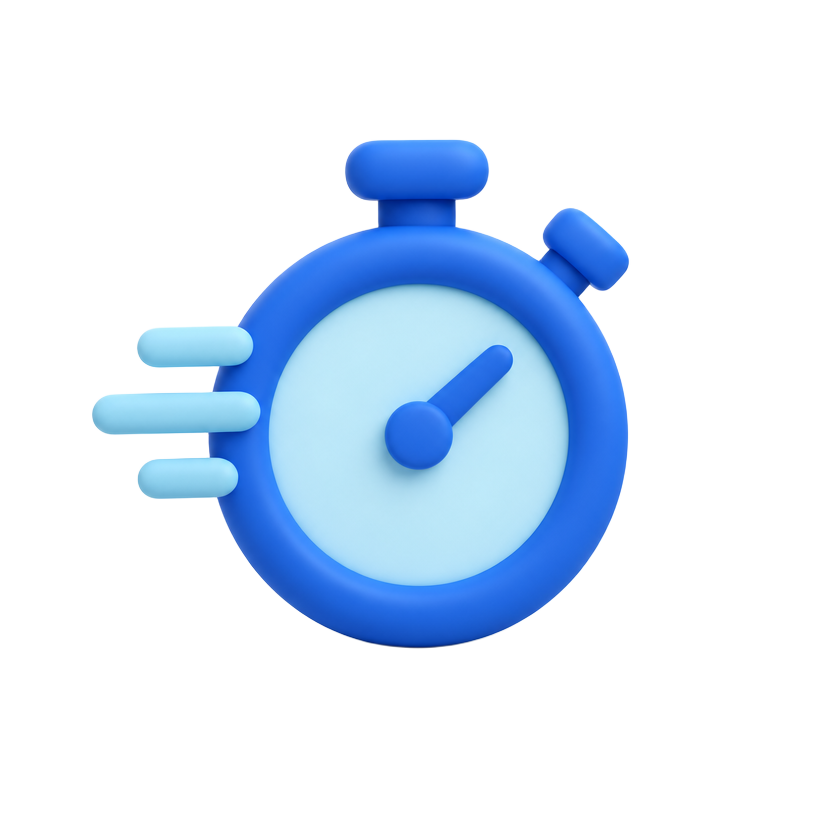 Clay-style blue stopwatch